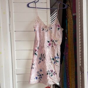 Pink Floral Lace Slip Dress